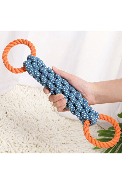 Choice 1pc Double-Ring Cotton Blend Dog Rope Toy - Durable, Bite-Resistant & Interactive for Tug Play, Fit