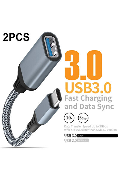Choice كابل بيانات OTG رمادي بطول 0.2 متر، قطعتين، محول من النوع C إلى USB 3....