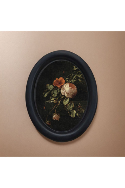 Choice قطعة واحدة سوداء من جدارية ديكورية على شكل زهرة الفاوانيا بتصميم الهال...