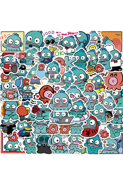 SANRIO 50pcs 50Pcs Cute Ugly Fish Cartoon Aesthetic Stickers Decals Suitcase Laptop Notebook Phone Statione