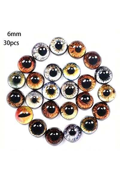 Choice عشوائي 30 قطعة 6 مم 6/8/12/16 مم عيون دمية عيون قطة عيون زجاجية عين كا...