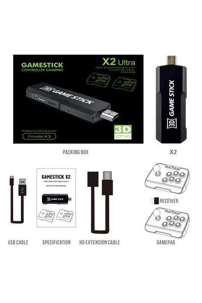 Choice وحدة تحكم ألعاب X2 Ultra Home TV سوداء 64 جيجابايت مع أكثر من 6000 لعبة كلاسيكية حنينية ووحدة تحكم مزدوجة لاسلكية 2.4 جيجاهرتز 4