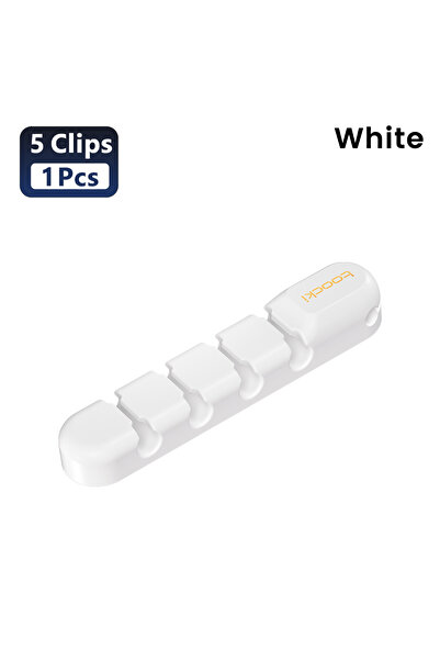 Choice 1Pcs 5-Clips White Toocki Cable Organizer Management Wire Holder Flexible USB Cable Silicone Winder