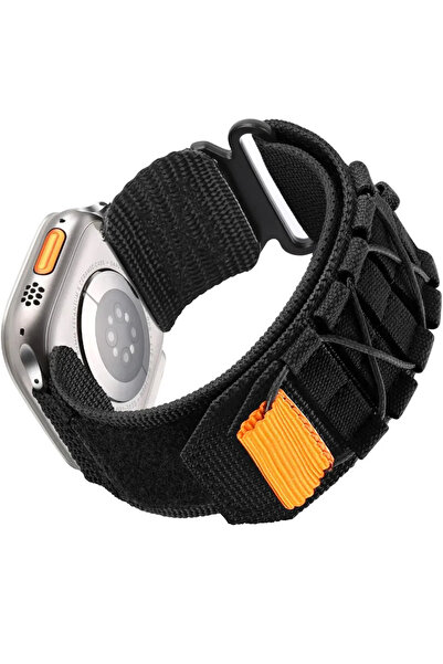 Choice سوار نايلون أسود للساعات مقاس 42 مم، 44 مم، 45 مم، 49 مم، مقاس 10، 46 ...