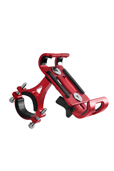 Choice حامل هاتف معدني أحمر اللون، يدور 360 درجة، للدراجات النارية والهوائية،...