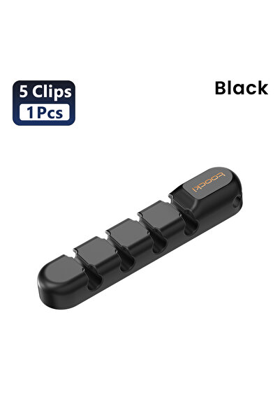 Choice 1Pcs 5-Clips Black Toocki Cable Organizer Management Wire Holder Flexible USB Cable Silicone Winder
