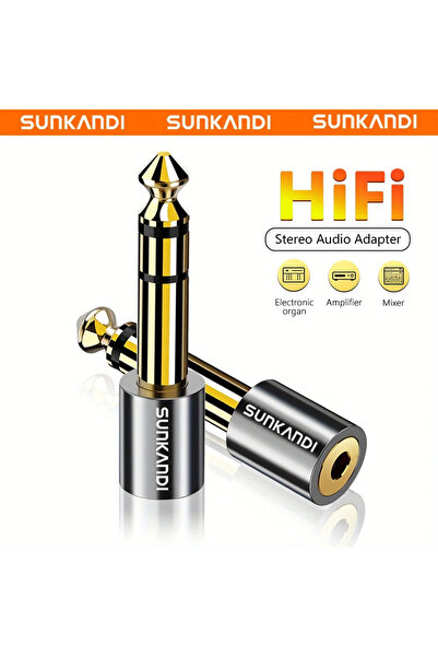 Choice محول سماعة رأس SUNKANDI رمادي من ذكر 1/4 بوصة إلى أنثى 1/8 بوصة، محول ...