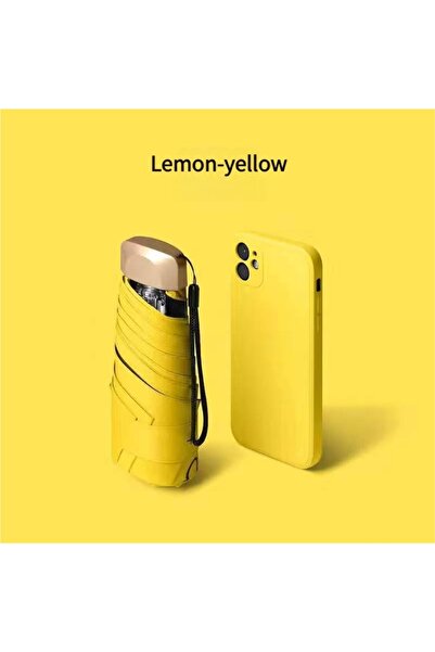 Choice IRON 6K Lemon yellow 55% Off Mini Sun Umbrella Small Pocket Rain Umbrella Vinyl Folding UV Ultraviol