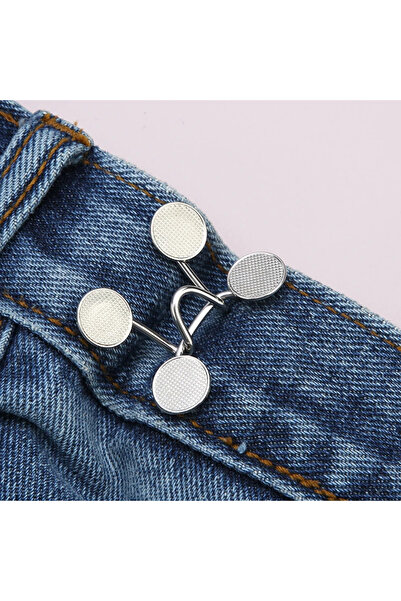 Choice silvery 2pcs Adjustable Metal Jeans Waist Buckle Set Nail-Free Snaps F...