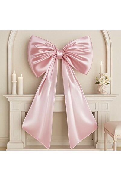 Choice زينة حفلات على شكل فيونكة كبيرة بلون وردي فاتح بمقاس 65×105 سم لتزيين شجرة عيد الميلاد وشريط لعيد الميلاد