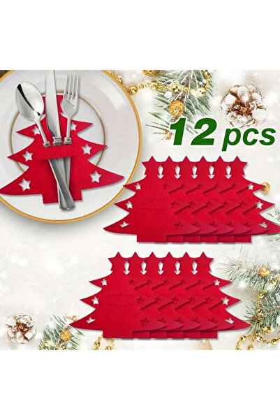 Choice مجموعة من 12 قطعة من مفارش المائدة على شكل شجرة عيد الميلاد، وحقيبة شو...