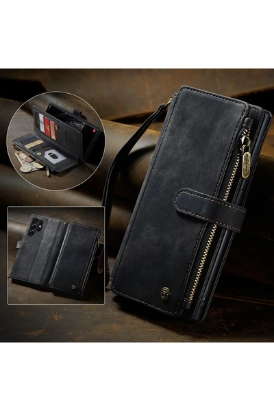 Choice جراب جلدي أسود قابل للطي لهاتف سامسونج جالاكسي إس 24 ألترا، متوافق مع إس 25 إيدج، إس 24 ألترا، إس 23 إف إي، إس 22، إس 21، إس 20 بلس، نوت