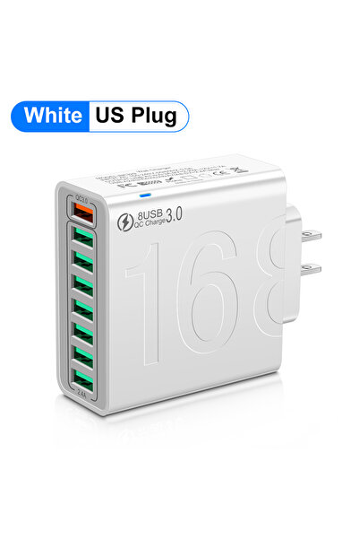 Choice US White Total 150W 8 Ports USB Charger Fast Charging Phone Charger Ad...