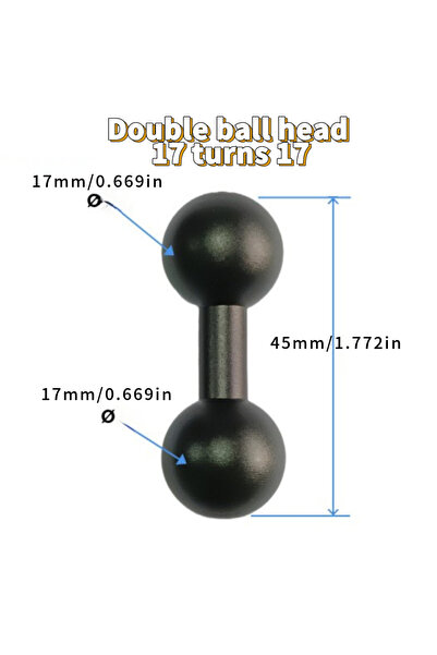 Choice3 black 17 to 17 Aluminum alloy ball head 17mm/20mm/25mm double ball he...