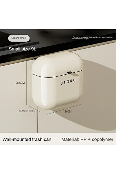 Choice سلة مهملات مطبخ مثبتة على الحائط بلون كريمي بسعة 9 لتر/12 لتر مع غطاء ...