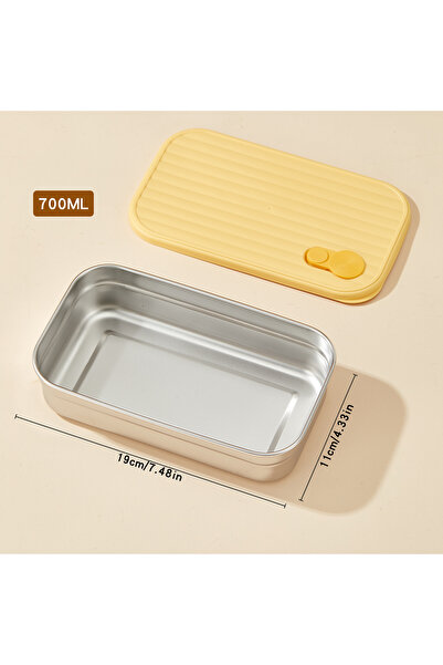 WORTHBUY صندوق غداء من الفولاذ المقاوم للصدأ 304 من طراز B باللون الأصفر بسعة 700 مل مع غطاء، حامل سلطة فواكه محمول