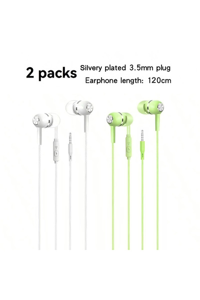 Choice 1-8 قطع سماعات أذن سلكية مقاس 3.5 مم باللونين الأخضر والأبيض مع ميكروف...