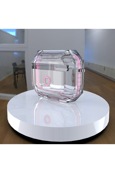 Choice جراب سماعات AirPods Pro 2 شفاف وردي اللون، جراب شفاف مقاوم للغبار لحما...