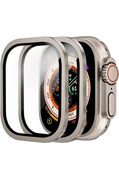 Choice Ultra 1 2 49MM 2 قطعة من التيتانيوم - التيتانيوم 2 قطعة من سبائك الألومنيوم + زجاج مقسّى لساعة Apple Watch Ultra