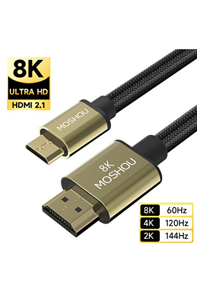 Choice كابل MOSHOU Mini HDMI إلى HDMI متوافق بطول 1.5 متر (4.92 قدم) بدقة 8K ...