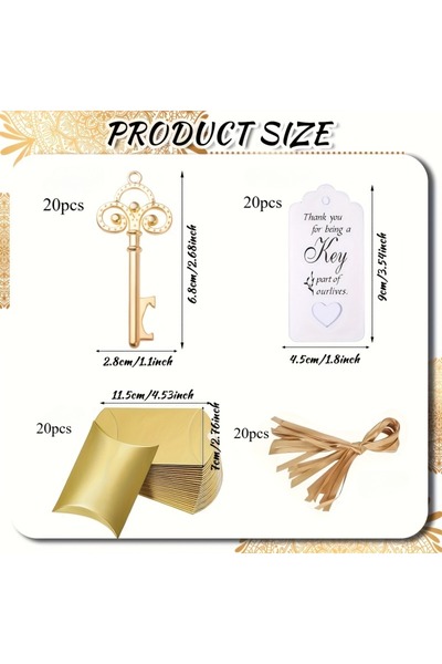 Choice Gold 80pcs Key Bottle Opener Favors - Zinc Alloy W/Ribbon Tags for Weddings, Birthdays New Year Cele