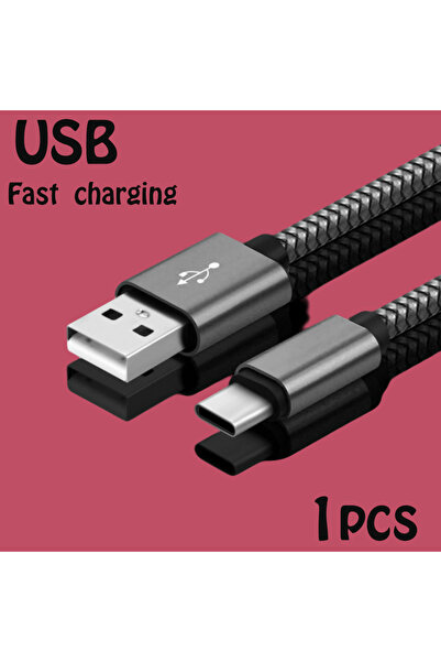 Choice 3 متر رمادي 1 قطعة كابل بيانات النايلون شاحن سريع USB A إلى نوع C كابل...