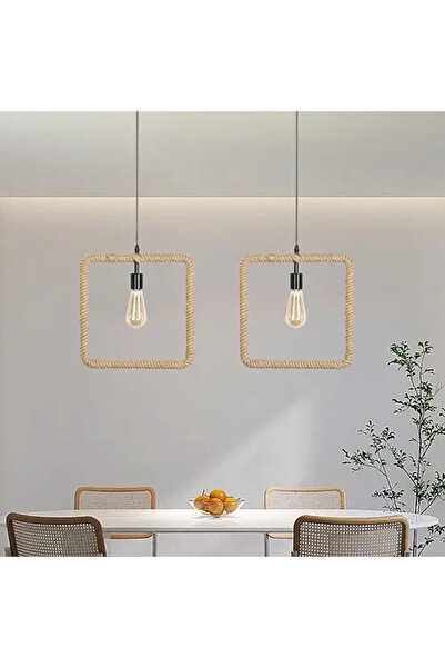 HAMER Modern square pendant lamp made of thick rope
