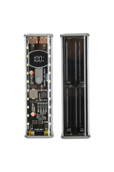 Choice1 Black 8*18650 Battery Case PD 45W Super Fast Charging Transparent Rec...