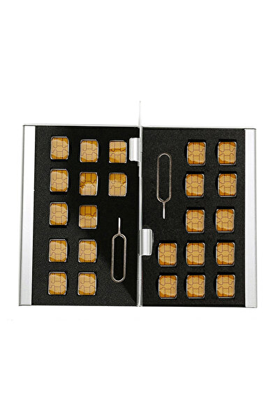 Choice رقم 24 فتحة نانو صندوق تخزين من الألومنيوم الفضي حامل حقيبة لبطاقة نان...