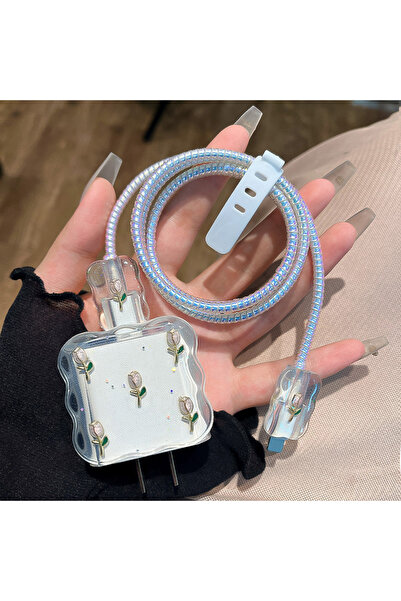 Choice3 130 غطاء حماية أنيق ثلاثي الأبعاد شفاف مزين بفيونكة ولؤلؤ وحواف مموجة...