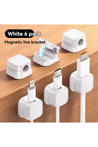 Choice منظم كابل مغناطيسي أبيض مكون من 3 قطع، لتخزين كابلات بيانات الهاتف الم...