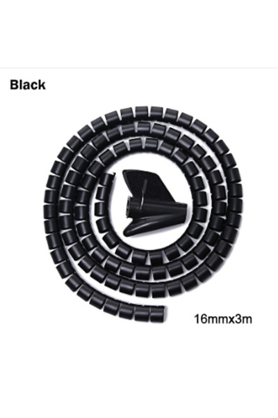Choice 16 مم × 3 م، واقي سلك كابل أسود، منظم كابلات، أنبوب إدارة، خط لف سلك م...