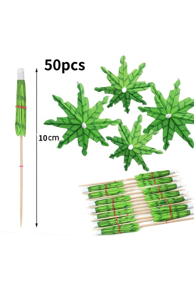 Choice 1 50pcs Drink Umbrellas Fruit Bamboo Toothk Dessert Cake Decor Paper P...