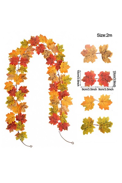 Choice 2M Style C ديكور الخريف من خشب القيقب الاصطناعي على شكل أوراق الخريف م...
