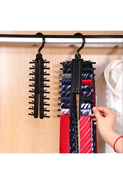 Choice A New 20row Tie Hanger Belt Storage Rack Men's Tie Adjustable Rack Clo...