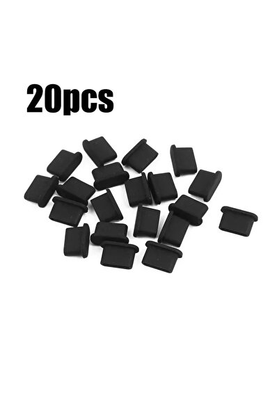 Choice 20 قطعة سوداء، 10-500 قطعة، غطاء سيليكون لمنفذ شحن USB من النوع C مقاو...