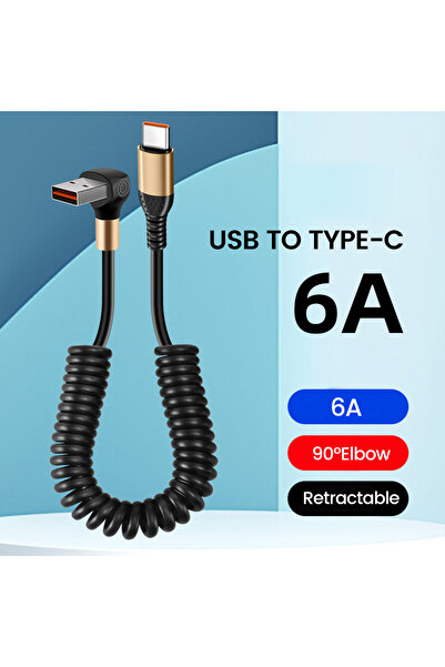 Choice كابل USB من النوع C مزدوج الجوانب أسود 6 أمبير، شحن سريع 90 درجة، كابل...