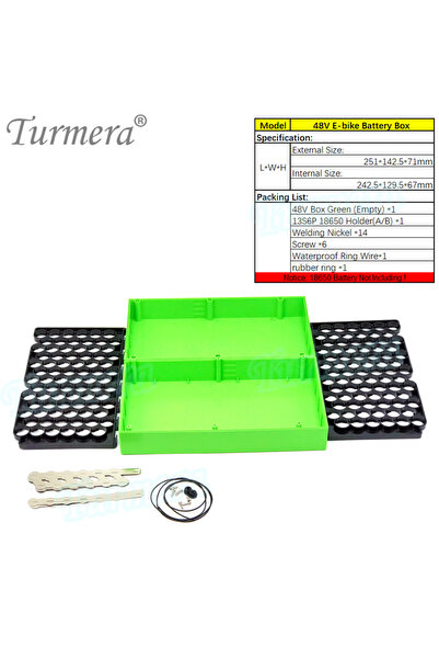 Choice3 Green Turmera 13S 48V 52V E-bike Battery Box 13S6P 18650 Holder with ...