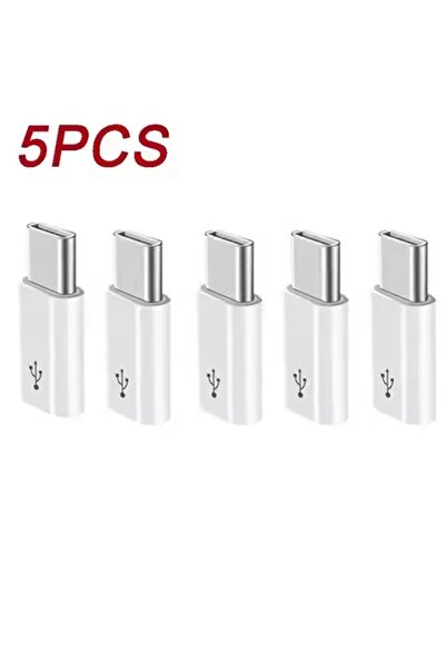 Choice 5 قطع بيضاء 5 قطع مايكرو USB أنثى إلى نوع C ذكر محول محول للهواتف الذك...