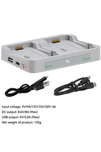 Choice1 رمادي غامق لشاحن بطارية الطائرة بدون طيار DJI FLIP ثنائي الاتجاه وبنك...