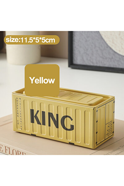Choice Yellow New Container Mini Iron Box Small Container Model Storage Box Creative Desktop Ornament Stora