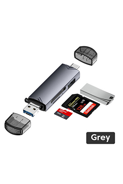 Choice قارئ بطاقات ذاكرة Micro tf من Olaf OTG 6 في 1 3.0 أسود من النوع C إلى USB OTG محول 6 في 1 USB 3.0 TF