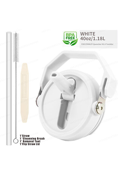 Choice غطاء قابل للطي من القش باللون الأبيض 40 أونصة لكوب ستانلي 40 أونصة مقا...