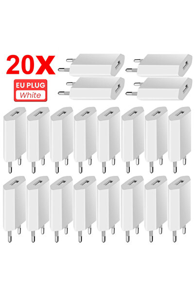 Choice 20Pcs White Charger 20Pcs Universal 5V 1A USB Wall Travel Charger Head...