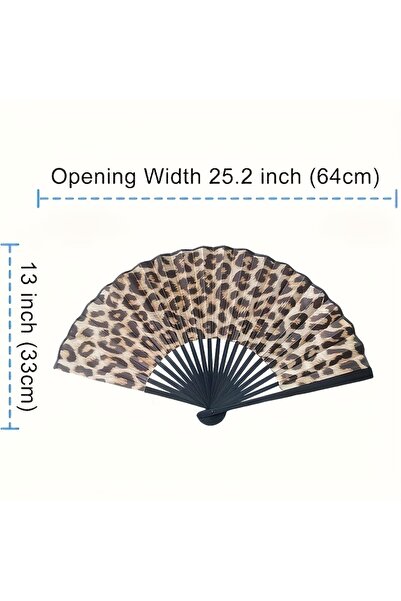 Choice مروحة قابلة للطي أنيقة بطبعة جلد النمر وإطار أسود - تستخدم للعروض والح...