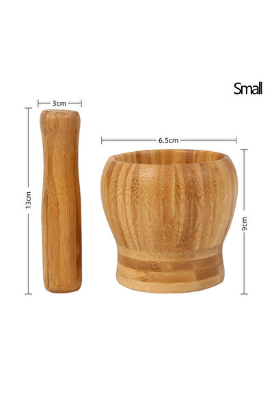 Choice11 Small Traditional Bamboo Mortar and Pestle Set Garlic Grinder Herb S...