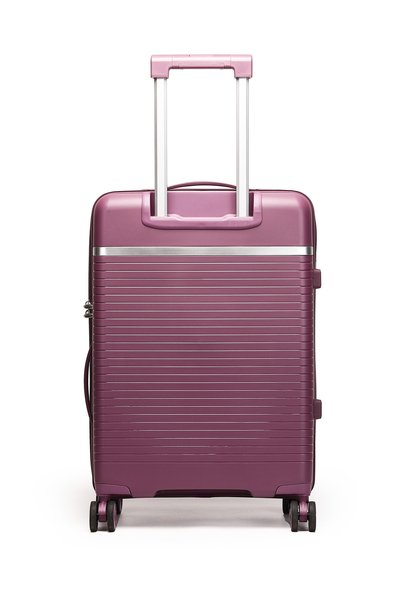 British Traveller 3-Piece Polypropylene Luggage Set | 20”, 24”, 28” Lightweight Suitcases - Purple