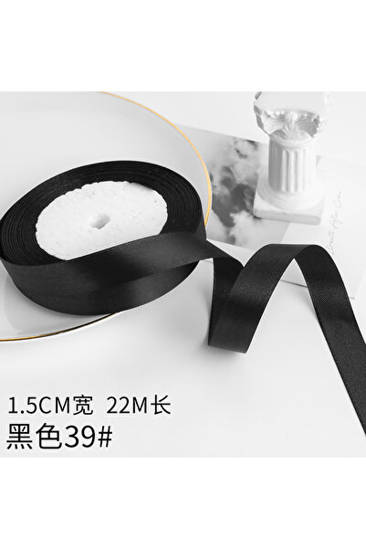 Choice شريط ساتان أسود بطول 22 مترًا من Wusmart، 22 مترًا/لفة، 1.5 سم، وجه وا...