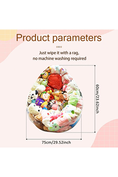 Choice غطاء كرسي على شكل كيس فول محشو شفاف من قطعة واحدة، 150 لترًا لتخزين وتنظيم الألعاب المحشوة من مادة البولي فينيل كلوريد المقاومة للماء