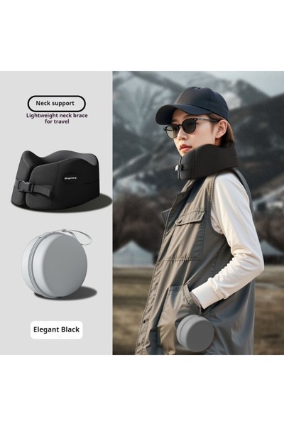 Choice وسادة سفر على شكل حرف U من إسفنج الذاكرة الأسود مقاس 25 × 25 × 12 سم، ...